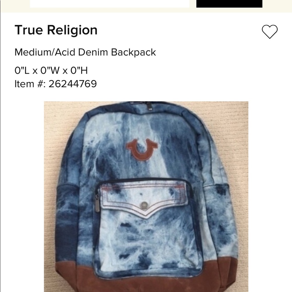 True religion back pack - Picture 2 of 3